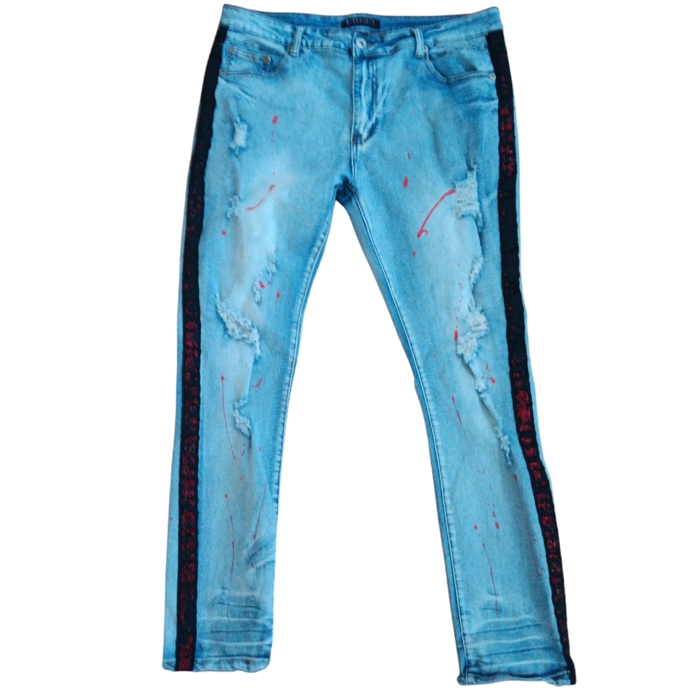 M. SOCIETY MEN'S SIZE 38×32 DENIM BLUE JEANS.